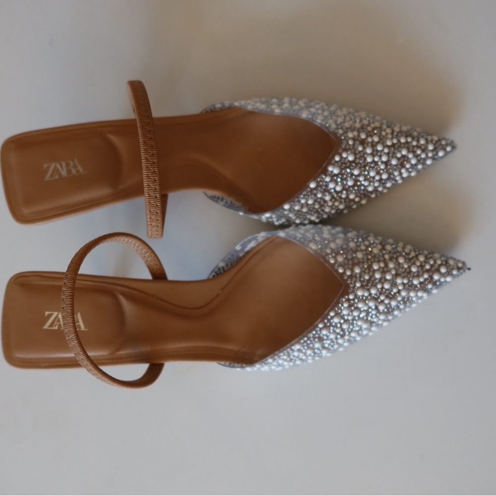Zara Pearl Slingback Heel - size 5